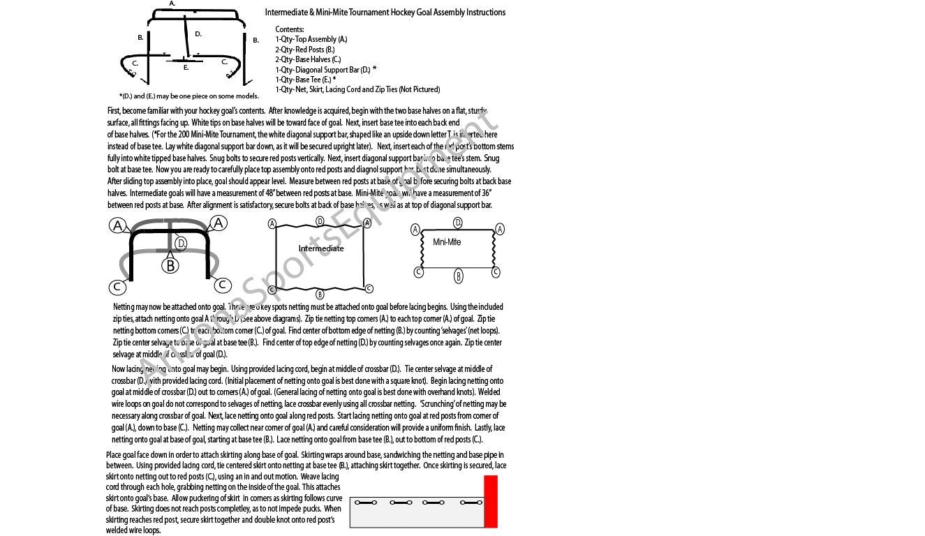 48" x 36" 8U Hockey Goal, 2" Intermediate/Junior Tournament style